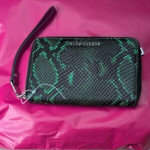 Marc Jacobs Black and Green Snake Print Wristlet
